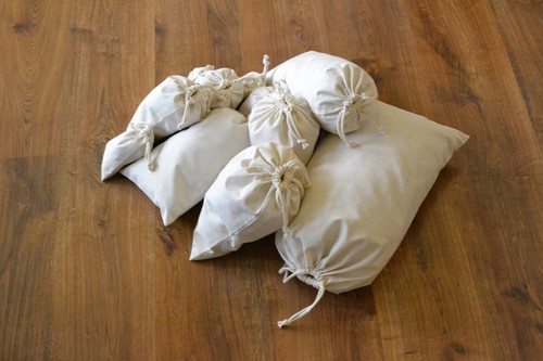 6 "x8" algodón doble cordón bolsas de muselina (color natural) - Imagen 7 de 7