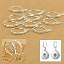 100pcs Silver Brass Leverback Earring Hoop Findings Earwire Jewelry Making 15mm