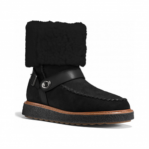 coach turnlock shearling boot