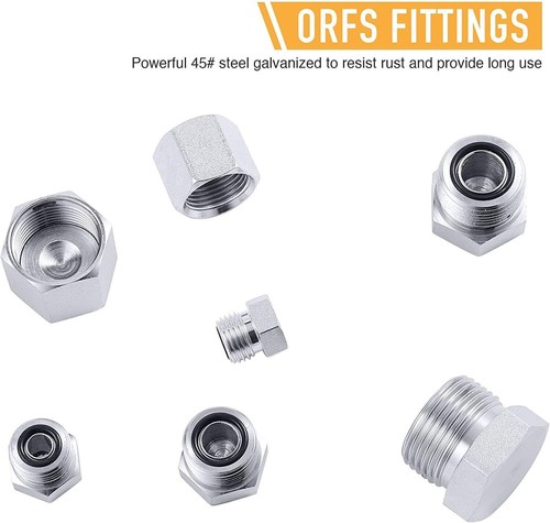 64-teiliges ORFS Hydraulikkappe und Stopfen Schlauch Rohr und Rohrverschraubung Set 45# Stahl - Bild 10 von 15