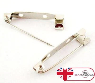 QUALITY 50 BROOCH BACKS bar badge pin 15mm 20mm 25mm 30mm 35mm 40mm SILVER GOLD - Image 1 of 3