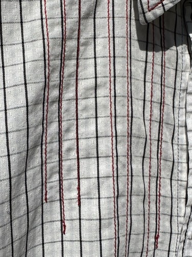 MATINIQUE Cotton Mix Short Sleeve Shirt Red Embroidery White Check Western L - Picture 10 of 18