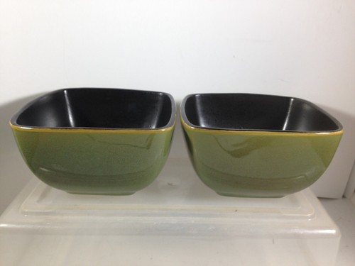 Pair of Home Trends Rave Green Square Salad Cereal Bowls | eBay