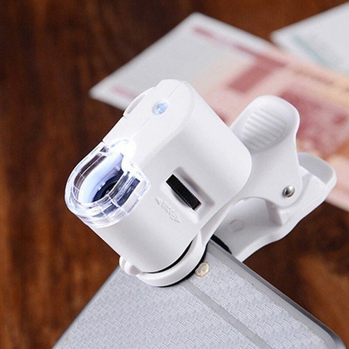 60x Universal Mobile Phone Mini Clip LED UV Lights Microscope Magnifier Lo-@- - Photo 11/12