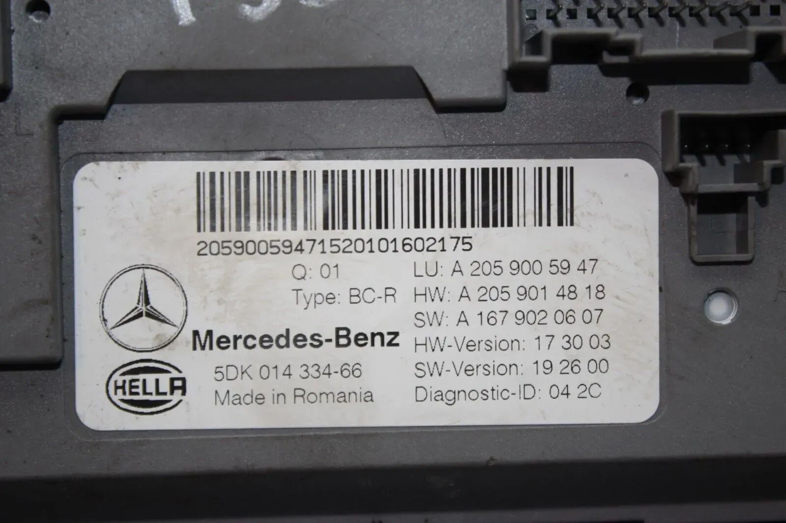 Mercedes Benz W205 Safety box BC-R ECU A2059005947 A2059014818 | eBay