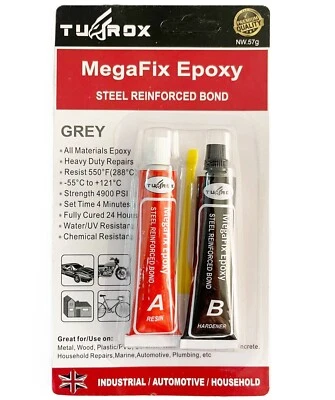 TUFROX Cold Weld Steel Epoxy Glue Reinforced Adhesive Bond Strong & Heat-Resistant 57g
