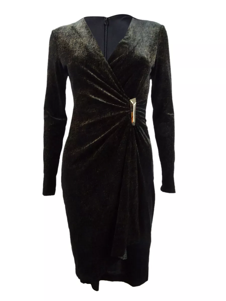 Calvin klein velvet wrap cheap dress