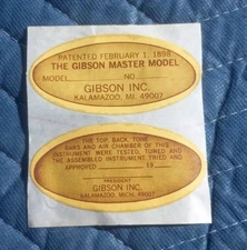 Gibson Mandolin Labels Vintage Original from the Kalamazoo Factory