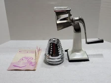 VINTAGE RIVAL SHRED=O-MAT SALAD MAKER WITH 3 CONES VACUUM BASE & INST. #601