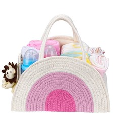 Baby Diaper Caddy- With Removable Dividers, Nursery Storage Bin and Car Organ...