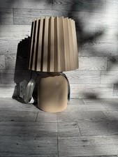 Set Of 2 Table/bedside Lamps Dark Tan Ceramic Base With Fabric Shade New