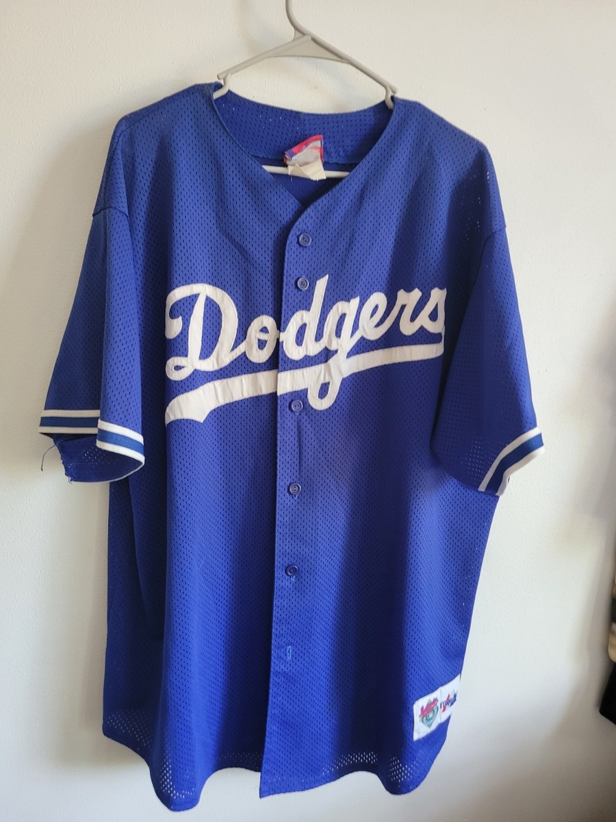 ウェア 90s MAJESTIC MLB LOS ANGELES DODGERS Vintage 90s Majestic Los Angeles Dodgers Blue Mesh Jersey