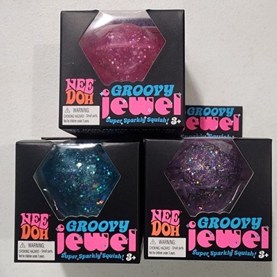 Nee Doh Groovy Jewel   Glitter Stress Fidget Toy | Super Sparkly Squish