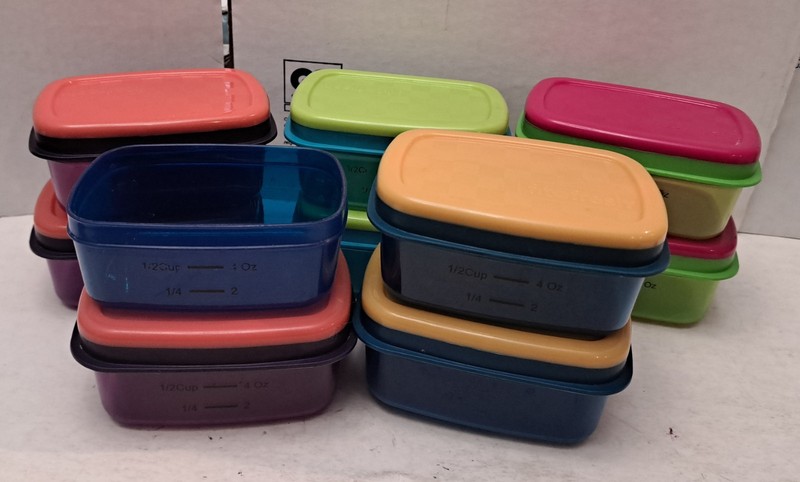 Fit And Fresh 1/2-Cup Snack Set 9 Reusable Containers Lunch Portion Pre-owned 