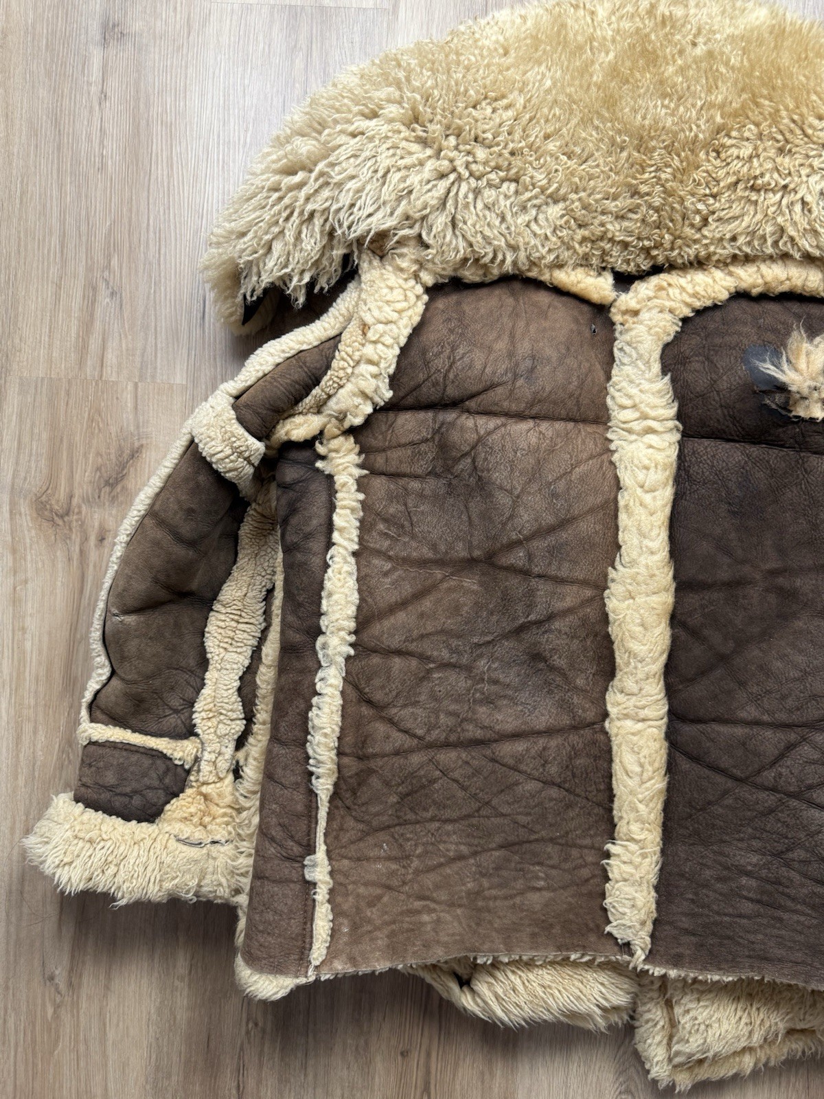 Vintage Schott Mountain Man Shearling Fur Lined Leather Jacket M/L Rare Obscure