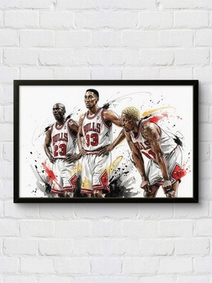 Jordan & Rodman & Pippen Basketball Poster Kunstdruck Bild Print Chicago Bulls