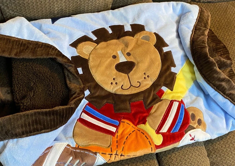 M8 LN винтажный KOALA BABY LION Sports плюшевый Minky велюр шерпа детской кроватки одеяло - Изображение 2 из 4