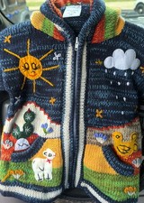 Peruvian Vintage Kids Multi Animal Sun Cotton Full Zip Hooded Jacket - ECU-MEX 4