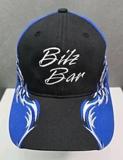 Bilz Bar hat white embroidered flame blue black strapback cap