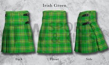 Scottish Outfit Irish Green Tartan Kilt Set - 08 Pieces Kilt Accessories for Men