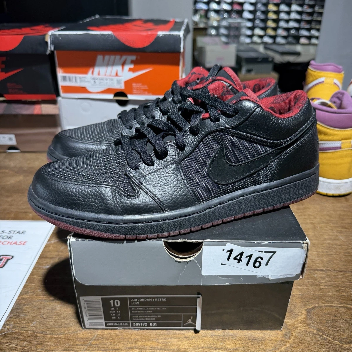 Preços baixos em Jordan 1 Retro Low Black Silver Red | eBay