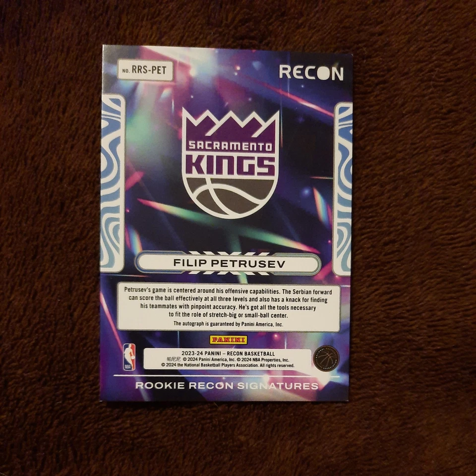 2023-24 Filip Petrusev Rookie Recon Signatures Red /99 Auto RC Sacramento Kings - Image 2 of 3