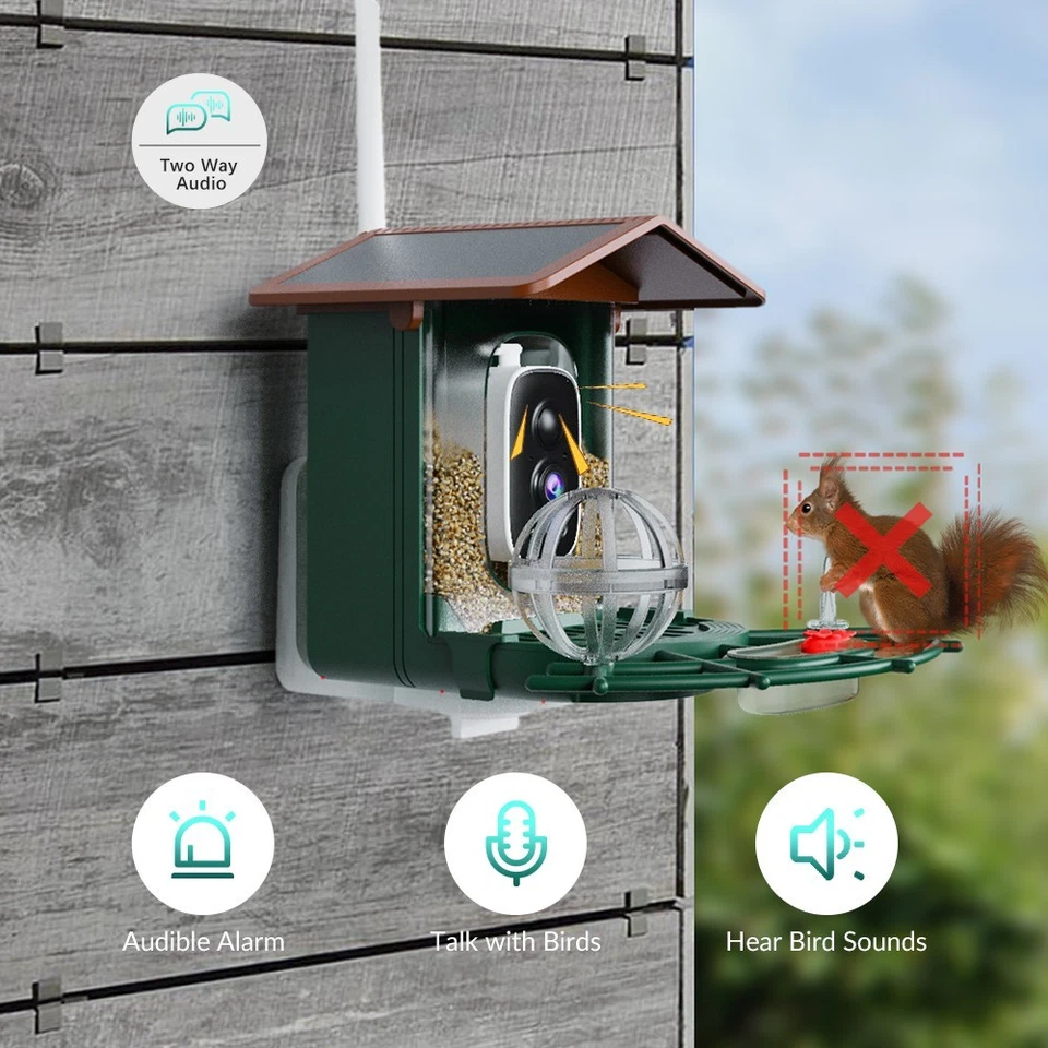 Smart Bird Feeder Camera 4MP 2.4G&5G WiFi Solar Battery Power Camera Wireless - Image 4 of 4