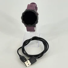 Garmin Forerunner 245 42mm Black (GPS) w/ Berry/Lilac Silicone Band - Good 