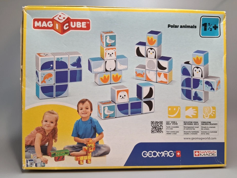 Geomag Magicube 8 Piece Magnetic Cube STEM Polar Animals Building Block Set - Image 2 of 3