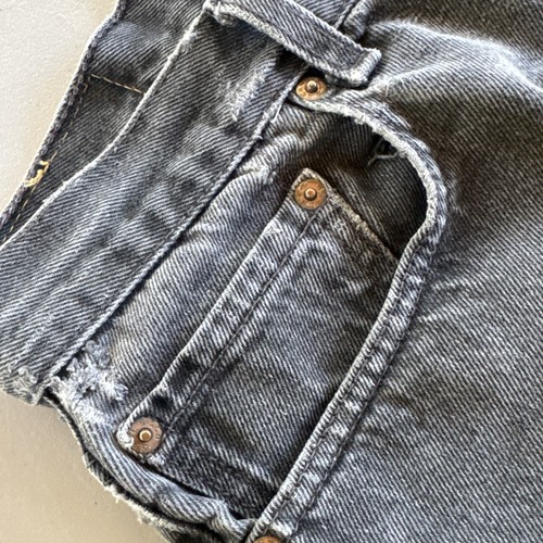 Levis 505 Para Hombres 32x32* Negro Calce Regular Pierna Recta Lavado Oscuro Algodón Envejecido - Imagen 11 de 15