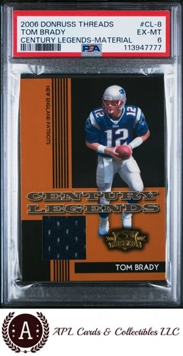 2006 Donruss Threads Century Legends Material /250 #CL-8 Tom Brady PSA 6