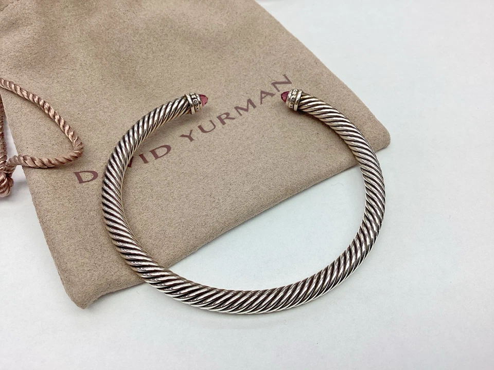 Pulsera David Yurman Cable Plata de Ley con Morganita y Diamantes 5mm Foto 4 de 4