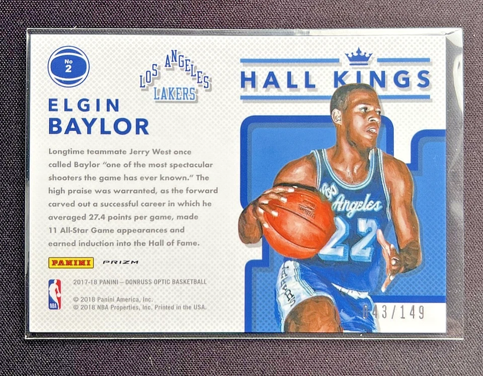 Panini Donruss Optic Elgin Baylor Hall Kings #2 2017-18 verde lima/149 Foto 2 de 2