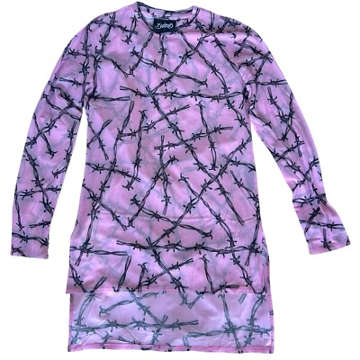 Killstar Avril Lagvine Tuning In Top Pink Barbed Wire Long Sleeve Tunic Small S
