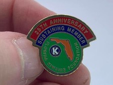 Kiwanis FLORIDA 25th Anniversary Sustaining Member Vintage Gold Tack Pin V-4613
