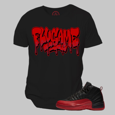 Jordan 12 Flu Game Black Varsity Red Custom Unisex T-Shirt To Match Sneakers