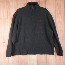 Polo Ralph Lauren Quarter Zip Sweater Mens Sz XL Gray Red Pony Embroidered