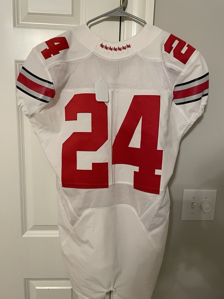 Ohio State Buckeyes MALIK HOOKER Game Worn ISSUED NIKE AWAY Jersey 2014
