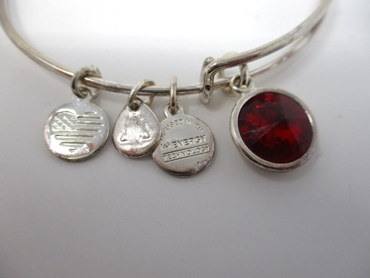 Alex Ani January Birthstone Burgundy Garnet Four Charms Bangle