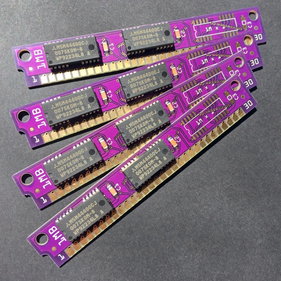 4pcs PurpleRAM new 4MB kit (4x1MB) 60ns 30pin SIMM low profile memory modules - Image 2 of 4