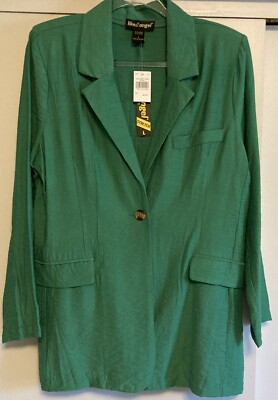 Like An Angel Woman s L Green Long Sleeve Single Breast Blazer NWT Boxy VTG