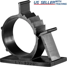 25x Cable Clips Adhesive Cord Management Organizer Wire Holders 1.0" Clamp Black