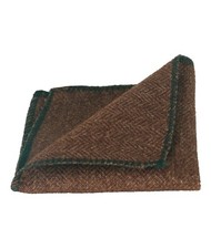 Mens Boys Herringbone Tweed Cinnamon Brown Handkerchief Pocket Square Hanky