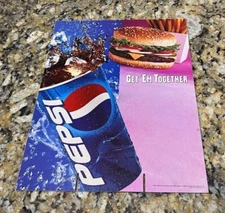 Vintage Pepsi Sign Double Sided Hard Cardboard Get Together Store Display 1997