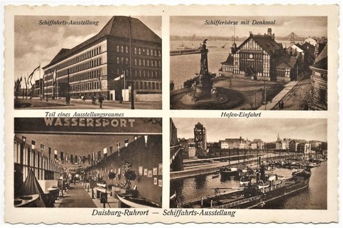 AK Duisburg Ruhrort, Schifffahrts-Ausstellung, Hafen Einfahrt
