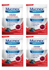 Mucinex Instasoothe Sugar Free Cough Drops Mixed Berry 40 CT 4 Pack EXP 1/26