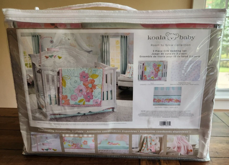 Koala Baby Crib Bedding Set Nursery Room To Grow Collection Quilt Sheet Floral - Image 3 of 4