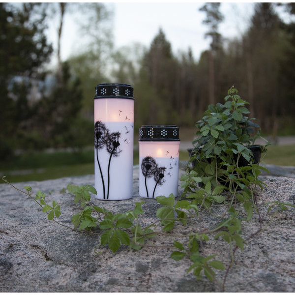 LED Grableuchte mit Motiv & TIMER Grablaterne Grablampe Kerze für Grab Batterie