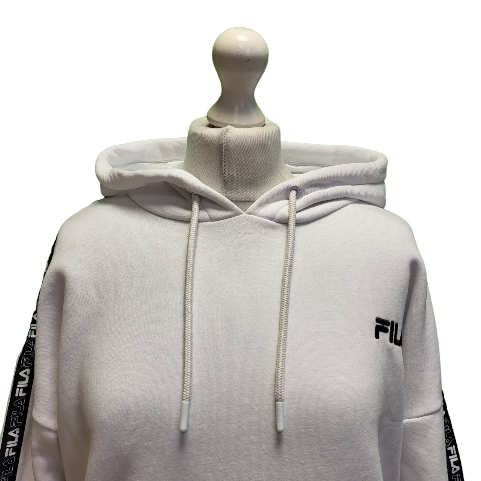 Ww666 Felpa donna Fila bianca con coulisse oversize con cappuccio UK S M EU 36 38