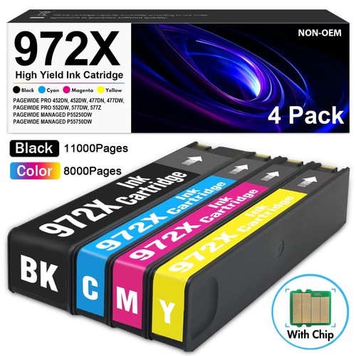 972X 972A Ink Cartridges for HP PageWide Pro 377dw 452dn 452dw 477dw ...